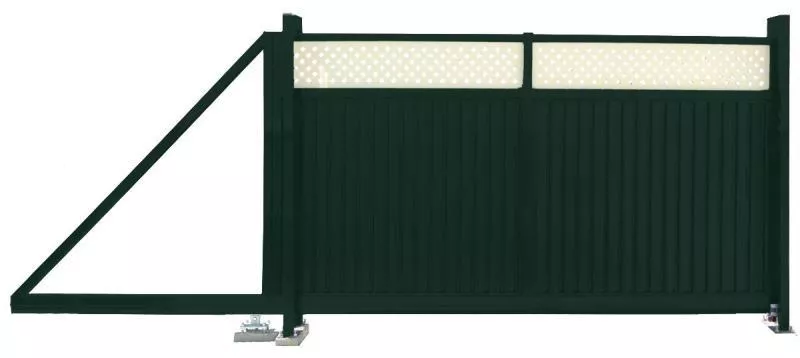 Ворота откатные Estet Plus 2,4х4,5 RAL 6005/1014 GL купить в екатеринбурге