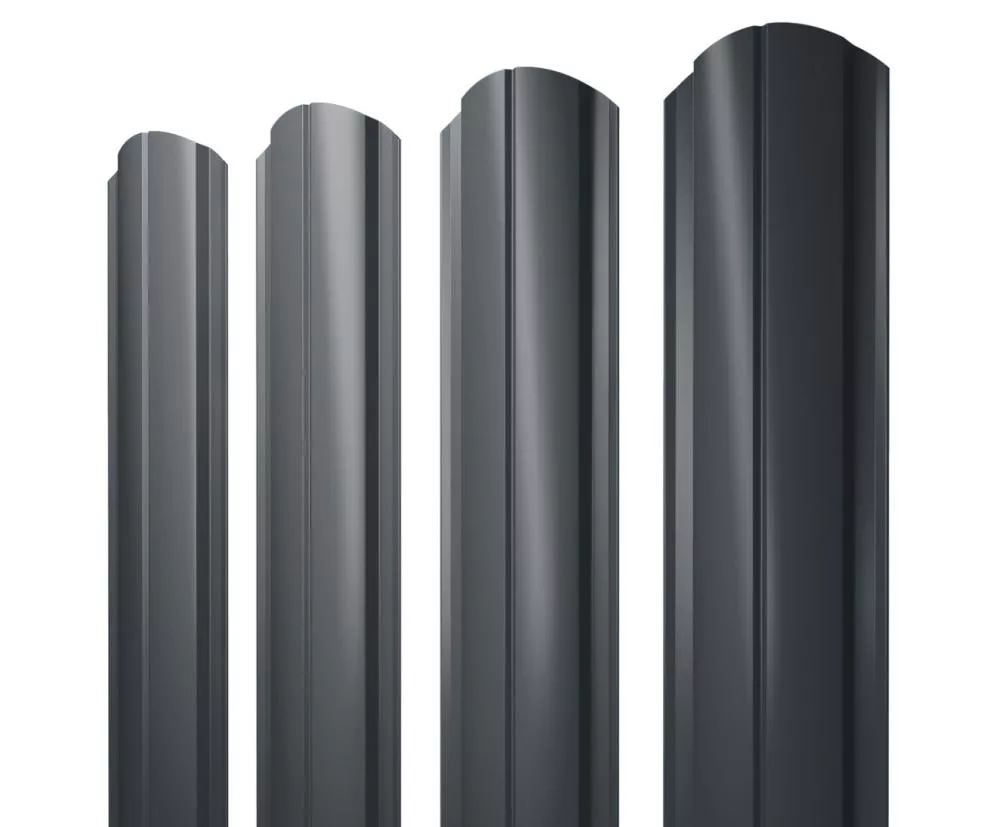 Штакетник Полукруглый Slim фигурный 0,5 Drap TX RAL 7016 антрацитово-серый купить в екатеринбурге
