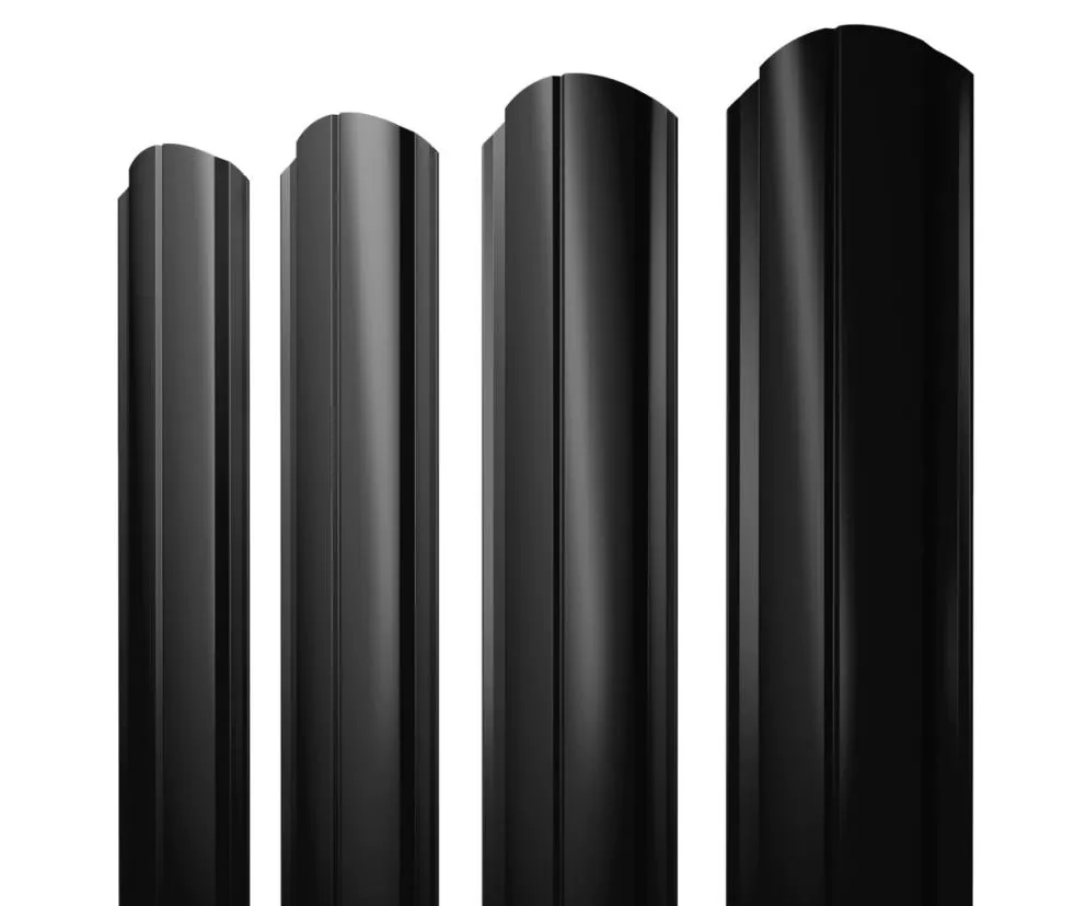 Штакетник Полукруглый Slim фигурный 0,5 PurPro RAL 9005 черный купить в екатеринбурге