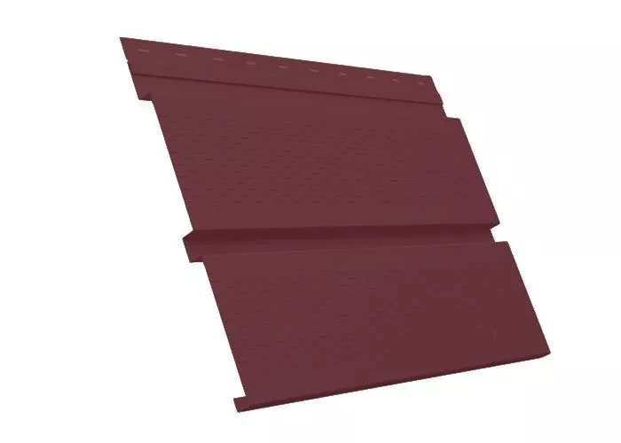 Софит металл с перфорацией Grand Line Квадро брус Satin 0,5 мм RAL 3005 красное вино купить в екатеринбурге