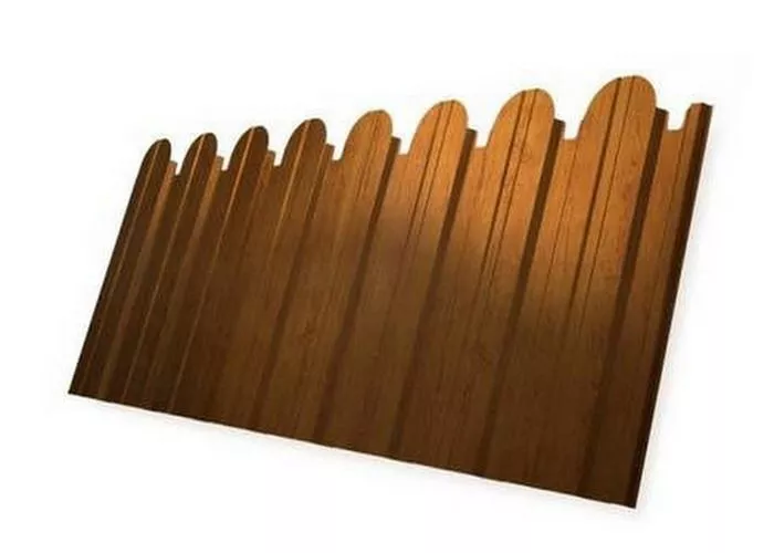 Профнастил C10 B для забора фигурный Grand Line Print-double Elite 0,45 мм с пленкой Golden Wood Золотой Дуб купить в екатеринбурге