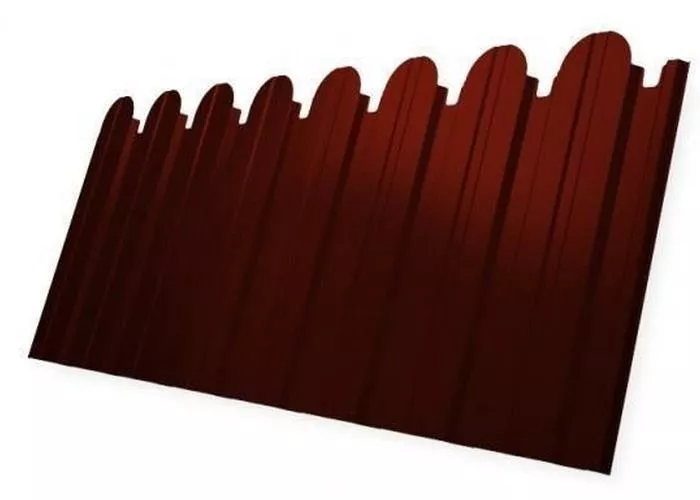 Профнастил C10 A для забора фигурный Grand Line Satin 0,5 мм с пленкой RAL 3009 оксидно-красный купить в екатеринбурге
