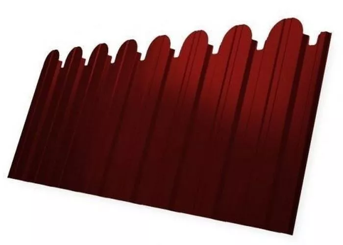 Профнастил C10 B для забора фигурный Grand Line Satin 0,5 мм с пленкой RAL 3011 коричнево-красный купить в екатеринбурге