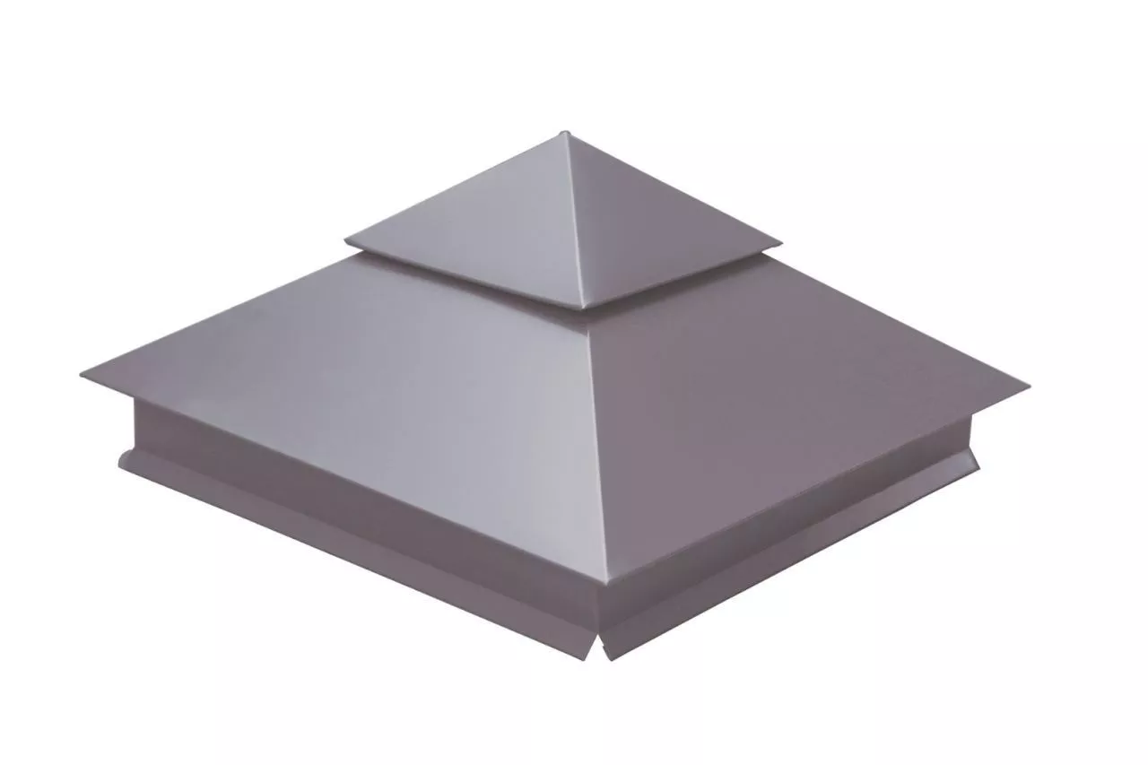 Колпак на столб двойной 390х390мм 0,5 Satin с пленкой RAL 7004 сигнальный серый купить в екатеринбурге