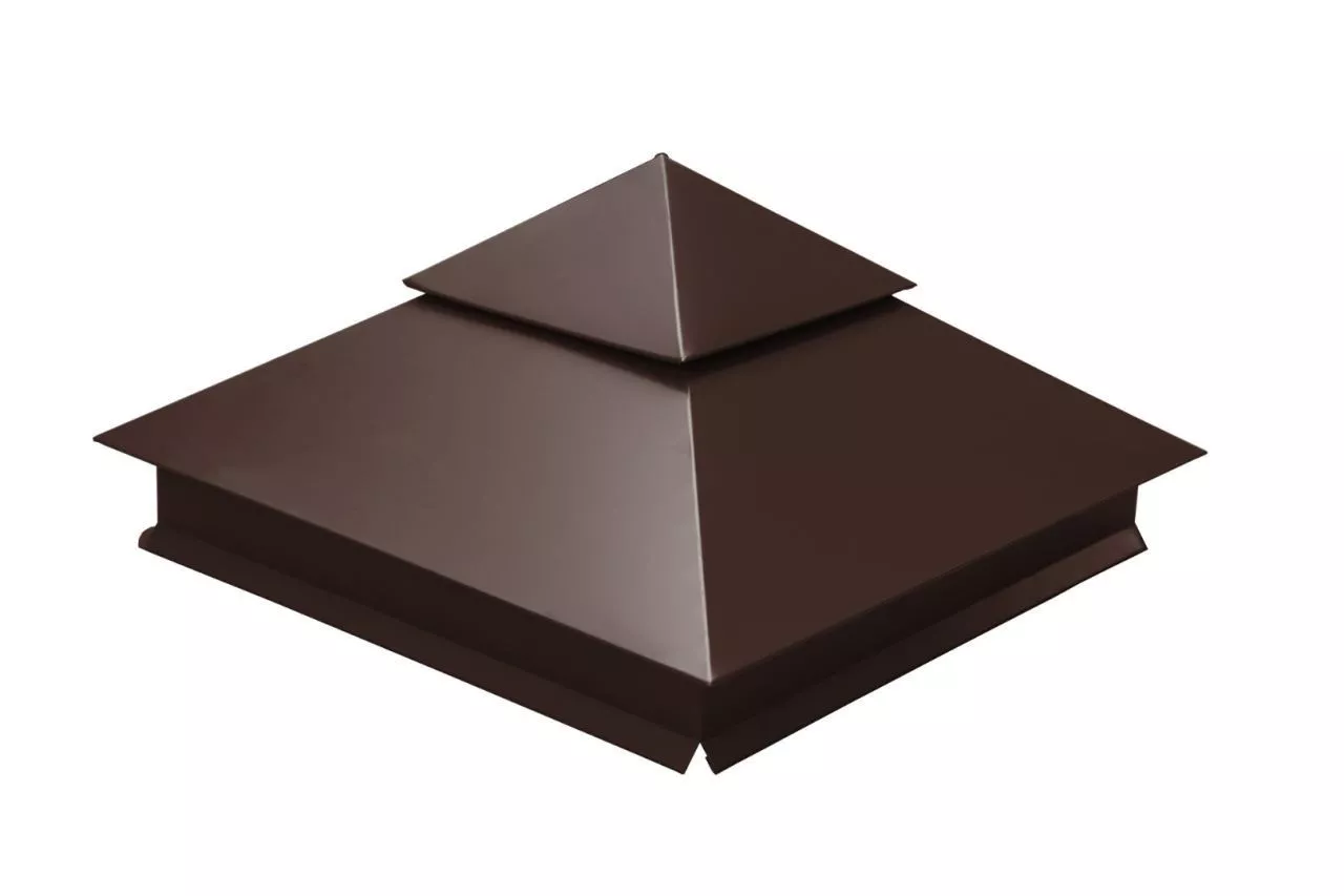 Колпак на столб двойной 390х390мм 0,5 Satin Matt TX с пленкой RAL 8017 шоколад купить в екатеринбурге