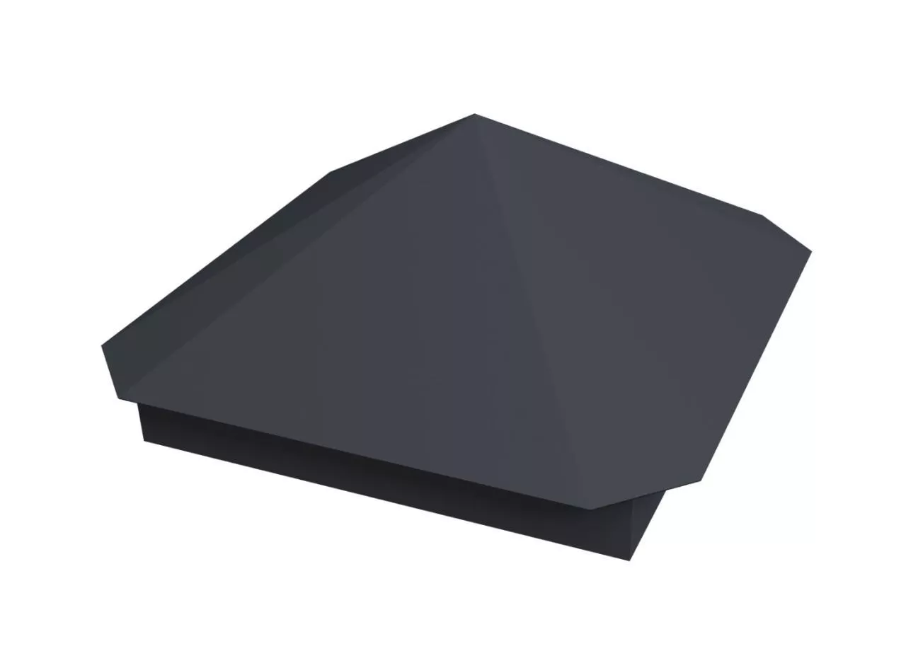 Колпак на столб Пирамида 460х460мм 0,5 Satin с пленкой RAL 7024 мокрый асфальт купить в екатеринбурге