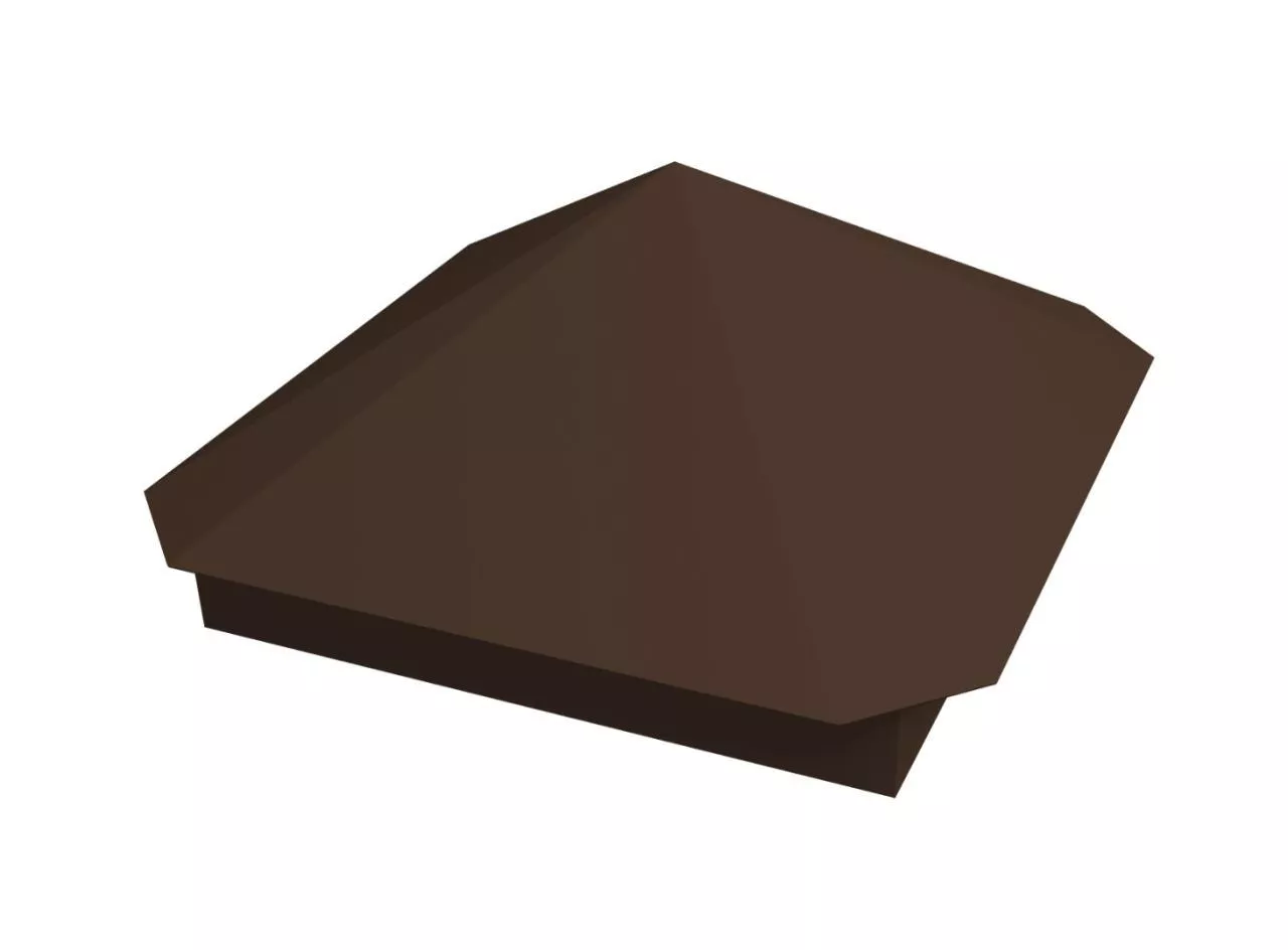 Колпак на столб Пирамида 340х340мм 0,5 Satin с пленкой RAL 8017 шоколад купить в екатеринбурге