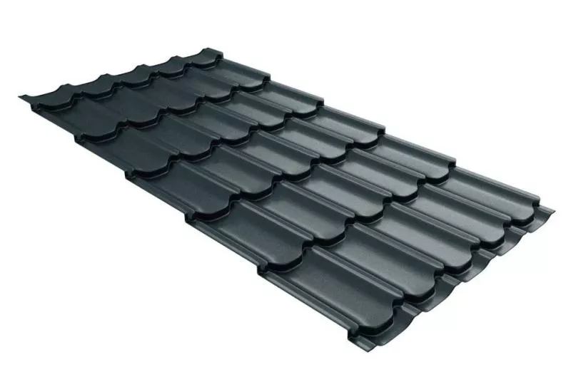 Металлочерепица GL Kvinta Plus 3D 0,5 GreenCoat Pural Matt RAL 7024 мокрый асфальт купить в екатеринбурге