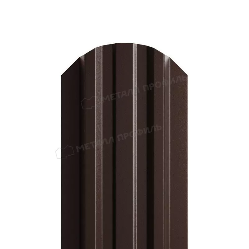 Штакетник Металл Профиль LANE-O (полукруглый верх) PURETAN 0,5 мм RAL 8017 шоколад купить в екатеринбурге