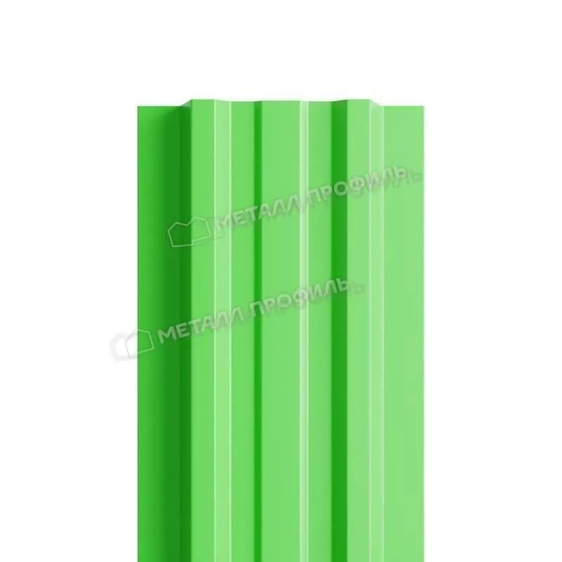 Штакетник Металл Профиль LANE-Т (прямой) NormanMP 0,5 мм RAL 6018 жёлто-зелёный купить в екатеринбурге