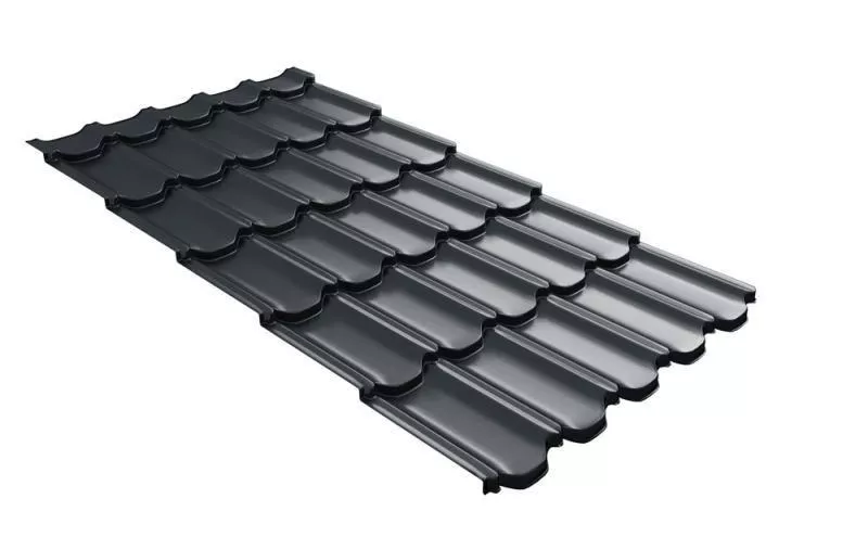 Металлочерепица GL Kvinta Plus 3D 0,5 Satin Matt TX RAL 7016 антрацитово-серый купить в екатеринбурге