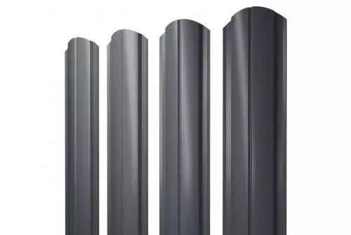 Штакетник Grand Line Slim Полукруглый фигурный 0,5 Atlas RAL 7024 Мокрый асфальт купить в екатеринбурге