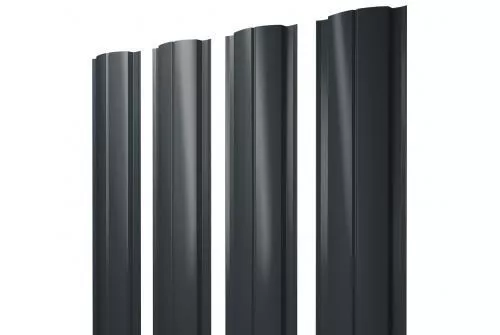 Штакетник Grand Line Slim Полукруглый 0,5 Rooftop Matte Стальной бархат RAL 7016 Антрацитово-серый купить в екатеринбурге