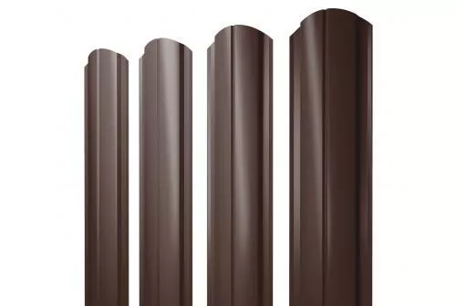 Штакетник Grand Line Slim Полукруглый фигурный 0,5 GreenCoat Pural RR 887 Шоколадно-коричневый купить в екатеринбурге
