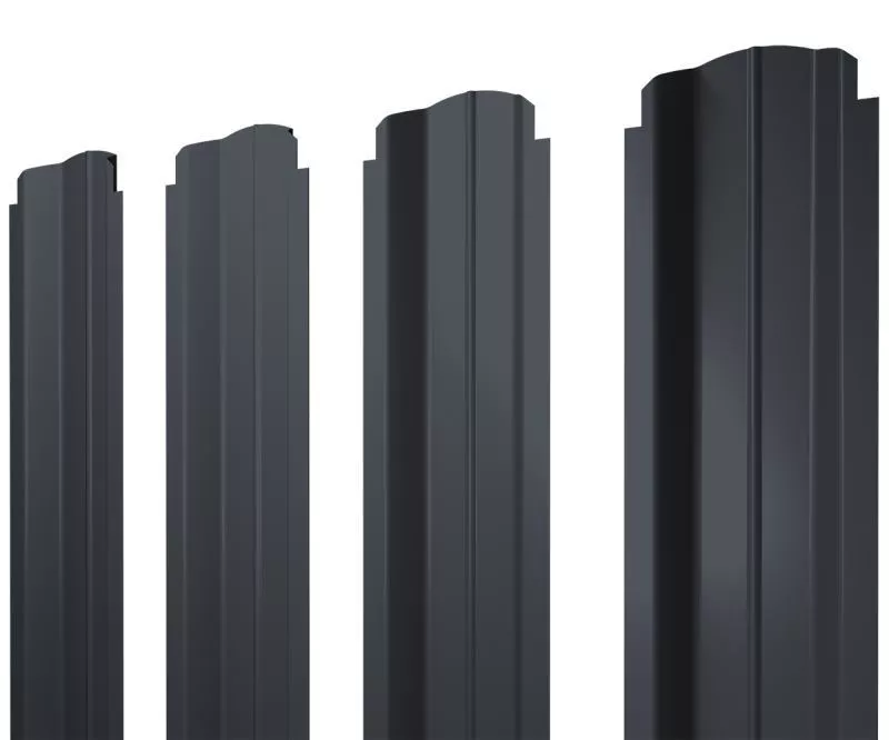 Штакетник П-образный B фигурный 0,5 Satin Matt RAL 7024 мокрый асфальт купить в екатеринбурге