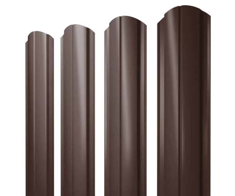 Штакетник Полукруглый Slim фигурный 0,45 Drap-double TX RAL 8017 шоколад купить в екатеринбурге