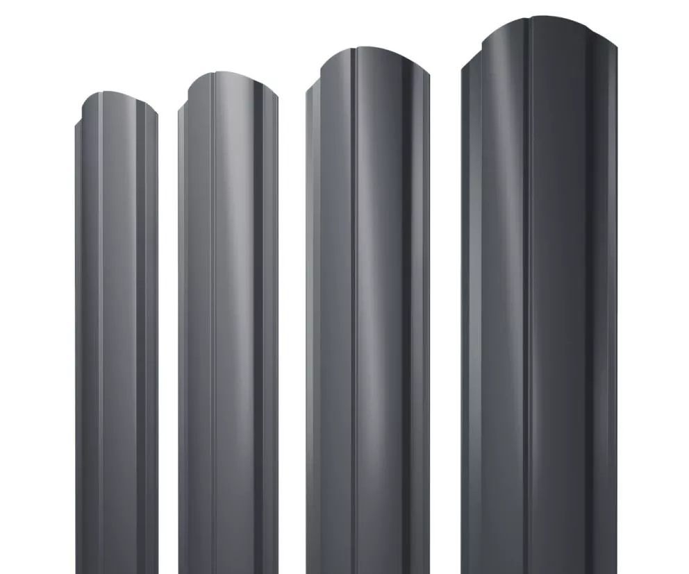 Штакетник Полукруглый Slim фигурный 0,45 Drap TwinColor RAL 7024 мокрый асфальт купить в екатеринбурге