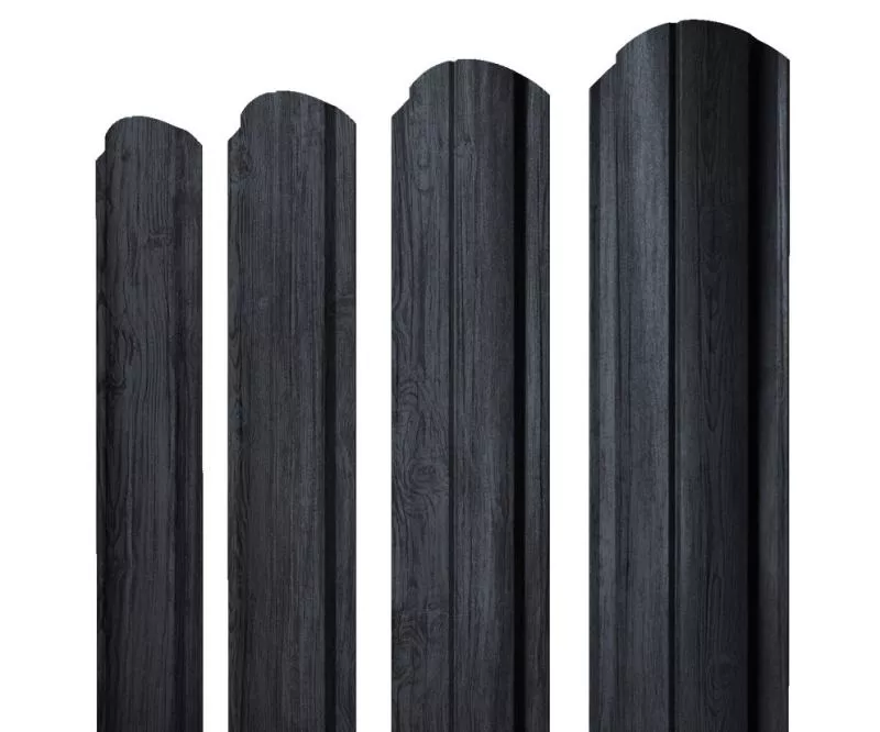 Штакетник Полукруглый Slim фигурный 0,45 Print Premium Grey Wood TwinColor купить в екатеринбурге