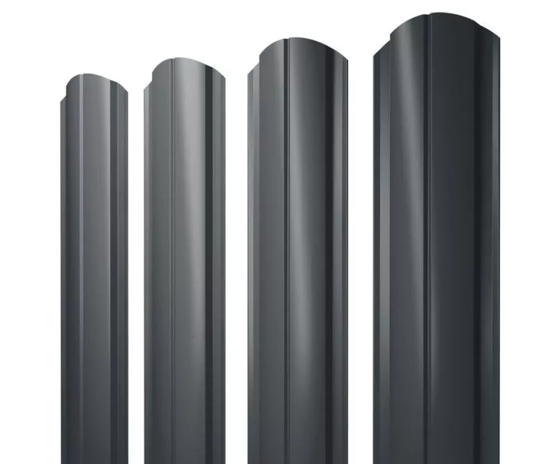 Штакетник Полукруглый Slim фигурный 0,5 PurLite Matt RAL 7016 антрацитово-серый купить в екатеринбурге