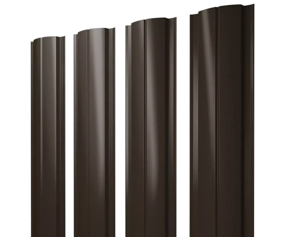 Штакетник Полукруглый Slim с прямым резом 0,45 Drap TX RR 32 темно-коричневый купить в екатеринбурге