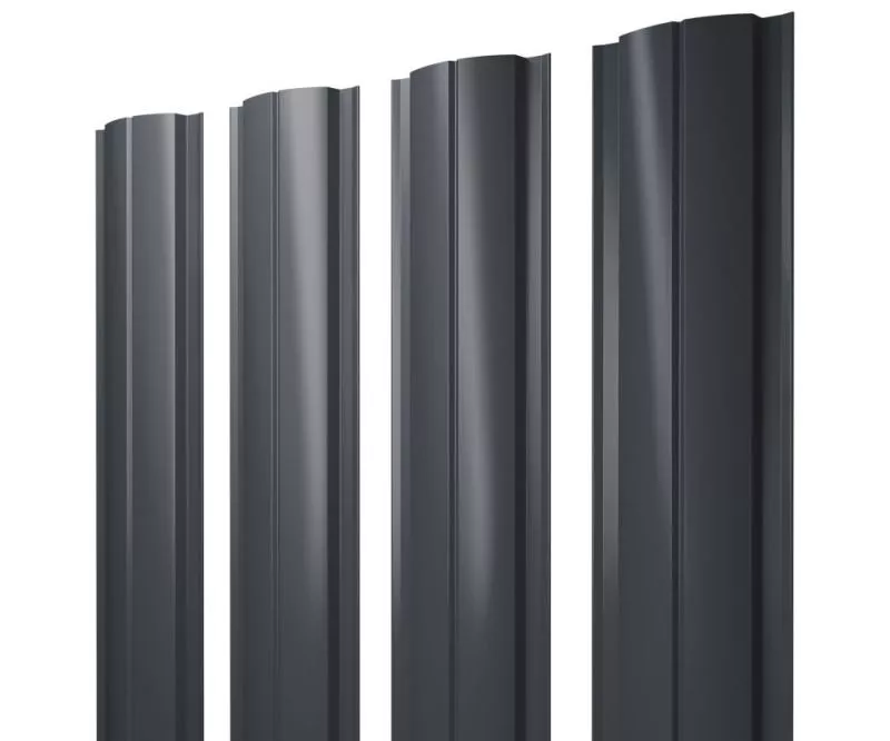 Штакетник Полукруглый Slim с прямым резом 0,5 Drap RAL 7024 мокрый асфальт купить в екатеринбурге