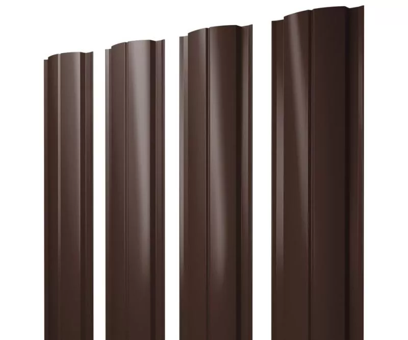 Штакетник Полукруглый Slim с прямым резом 0,5 Drap RAL 8017 шоколад купить в екатеринбурге