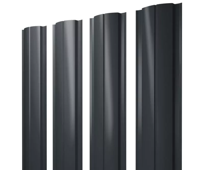 Штакетник Полукруглый Slim с прямым резом 0,5 PurPro Matt 275 RAL 7016 антрацитово-серый купить в екатеринбурге