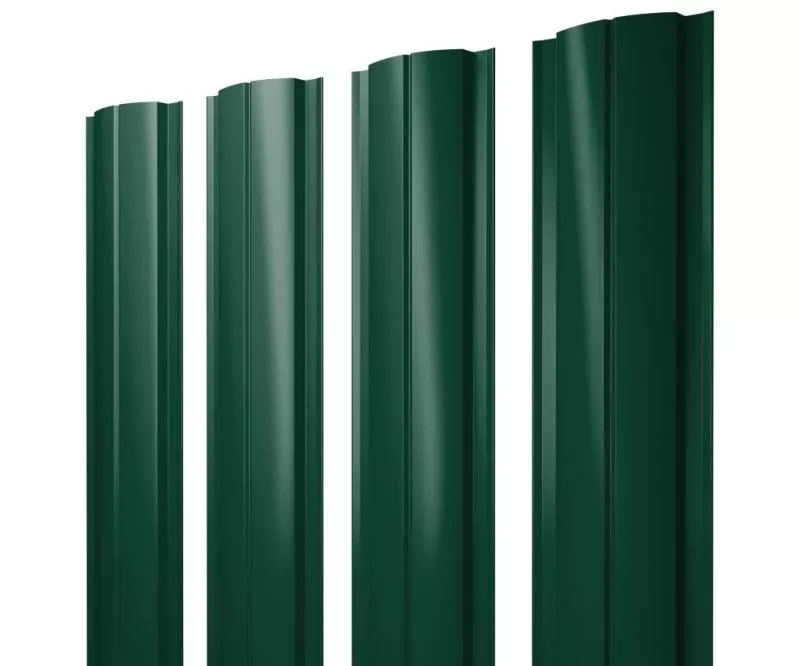 Штакетник Полукруглый Slim с прямым резом 0,5 Satin Matt RAL 6005 зеленый мох купить в екатеринбурге