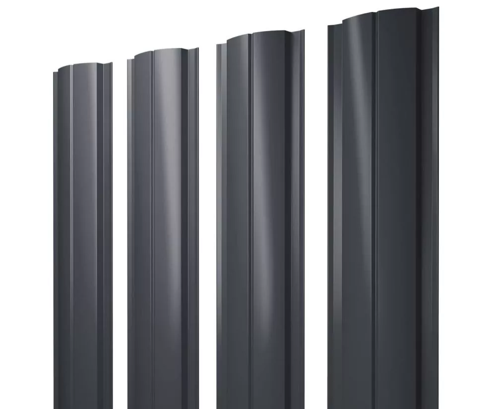 Штакетник Полукруглый Slim с прямым резом 0,5 Satin Matt RAL 7024 мокрый асфальт купить в екатеринбурге