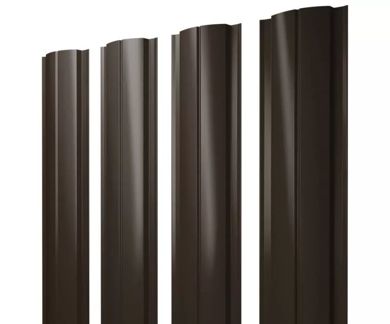 Штакетник Полукруглый Slim с прямым резом 0,5 Satin Matt TX RR 32 темно-коричневый купить в екатеринбурге