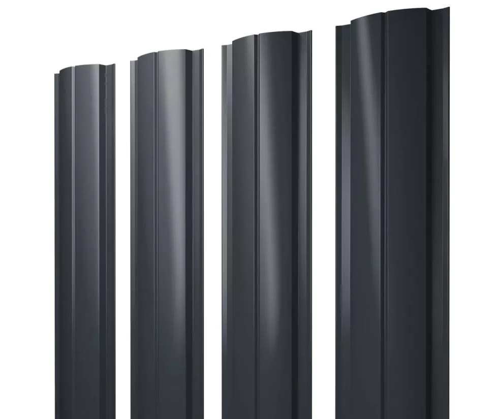 Штакетник Полукруглый Slim с прямым резом 0,5 Velur X RAL 7016 антрацитово-серый купить в екатеринбурге