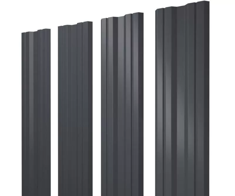 Штакетник Twin с прямым резом 0,5 GreenCoat Pural BT, matt RR 23 темно-серый (RAL 7024 мокрый асфальт) купить в екатеринбурге