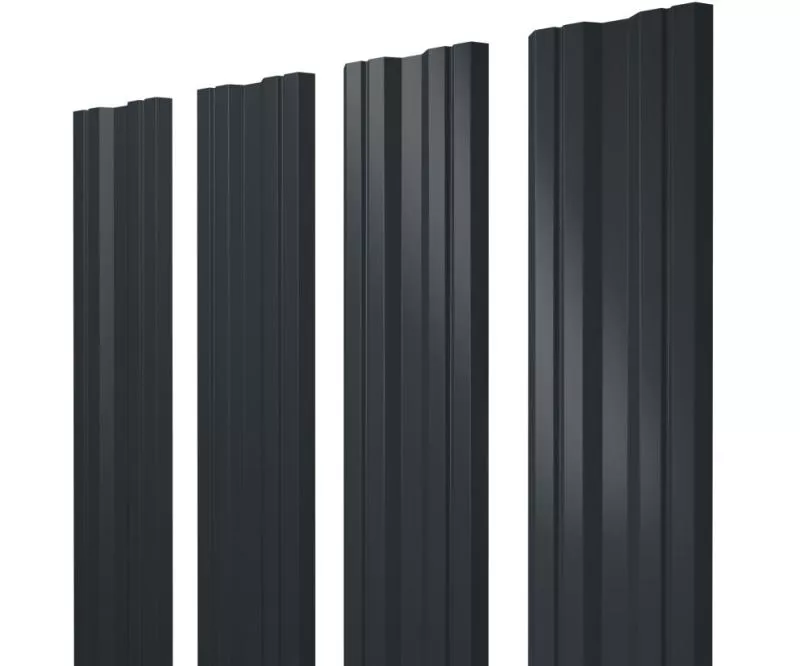 Штакетник Twin с прямым резом 0,5 GreenCoat Pural BT, matt RR2H3 (RAL 7016 антрацитово-серый) купить в екатеринбурге