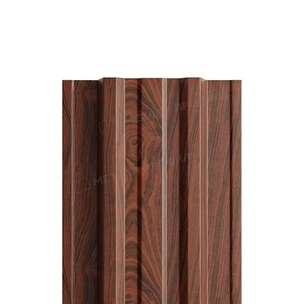 Штакетник металлический МЕТАЛЛ ПРОФИЛЬ TRAPEZE-T 16,5х118 (ECOSTEEL-01-МореныйДуб-0.5) купить в екатеринбурге