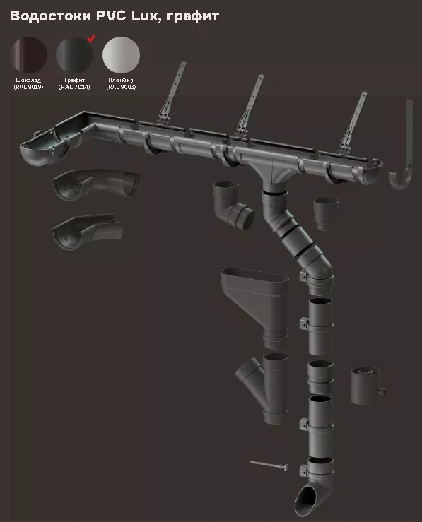 Соединитель желобов Döcke LUX Графит купить 