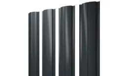 Штакетник Grand Line Slim Полукруглый 0,5 GreenCoat Pural Matt RAL 7016 Антрацитово-серый купить в екатеринбурге