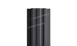 Штакетник Металл Профиль LANE-Т (прямой) NormanMP 0,5 мм RAL 7024 мокрый асфальт купить в екатеринбурге