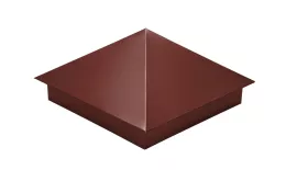Колпак на столб 390х390мм 0,5 Satin с пленкой RAL 3009 оксидно-красный купить в екатеринбурге