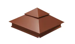 Колпак на столб двойной 390х390мм 0,5 Satin Matt с пленкой RAL 8004 терракота купить в екатеринбурге