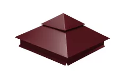 Колпак на столб двойной 390х390мм 0,5 Satin с пленкой RAL 3005 красное вино купить в екатеринбурге