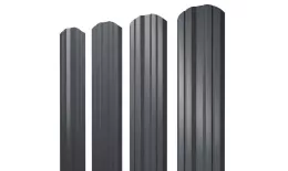 Штакетник Twin фигурный 0,5 GreenCoat Pural BT, matt RR 23 темно-серый (RAL 7024 мокрый асфальт) купить в екатеринбурге
