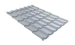 Металлочерепица Grand Line Classic Полиэстер 0.45 RAL 9006 бело-алюминиевый купить в екатеринбурге